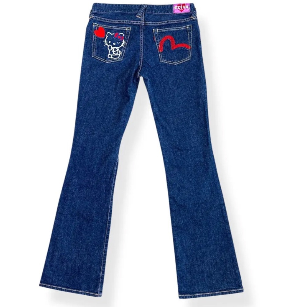 Rare Evisu Donna x Hello Kitty Collab Pink and Red Denim